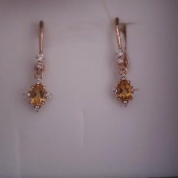 Серьги серебро позолота аметисты цирконы