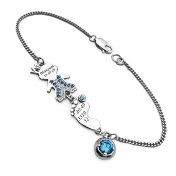 Браслет с 1 малышом, пяточкой и шайбочкой