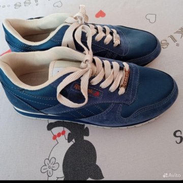 Кросовки reebok синие кожа женские 37