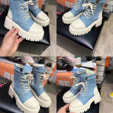 Комбинированные женские зимние ботинки Люкс