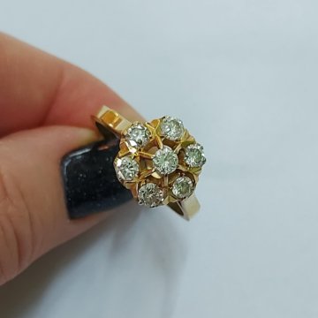 Кольцо малинка с бриллиантами 750 пробы СССР