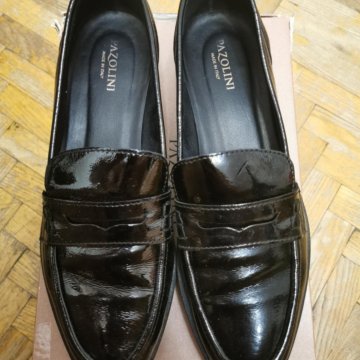 Лоферы женские чёрные лакированные 41 размер