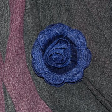 Брошь/аксессуар Роза (лён, ручная работа, синяя)
