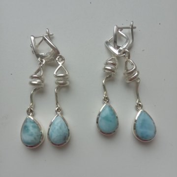 Серьги с карибским ларимаром.