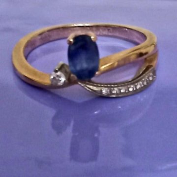 Кольцо из жёлт. золота 585 пр. с брил-тами и сапф