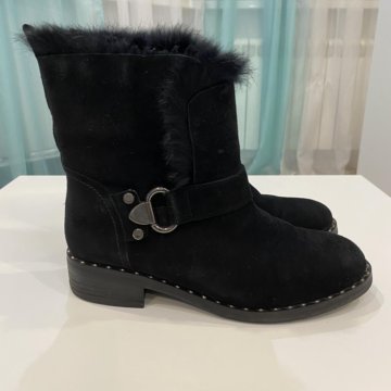 Полусапожки женские, 36 размер, замша, мех