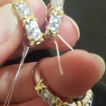 серьги кольцо серебро, цирконий под тиффани