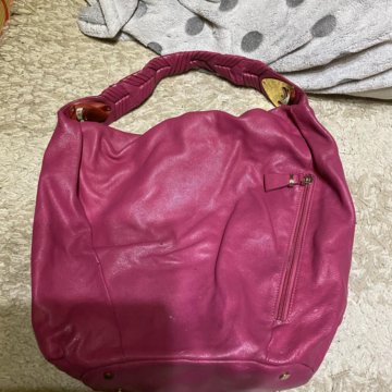 Кожаная сумка розовая