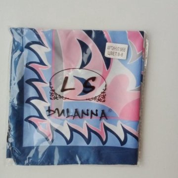 Платок новый каляев шелк цвет голубой розовый