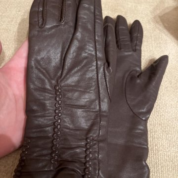 Перчатки кожаные коричневые
