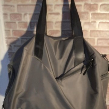 Сумки большие городская/ спортивная, серый/ черный