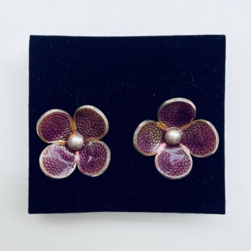 Серьги с эмалью Цветы (серебро, из Перу)