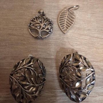 Украшения кулоны серебро и сеоьги