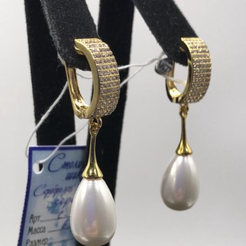 Серебряные серьги с позолотой