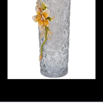 Ваза стеклянная с золотым цветком