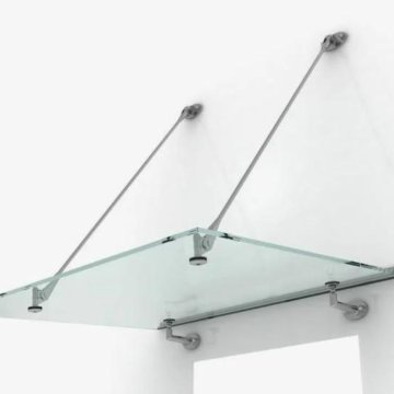 Монтаж 19 цельностеклянных козырьков