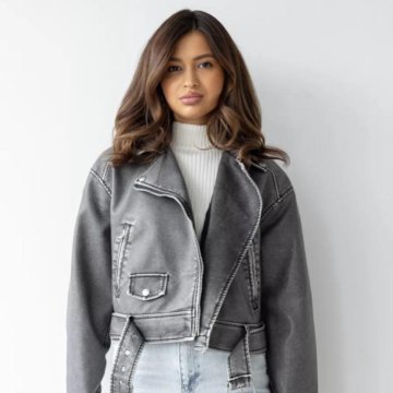 женская кожаная куртка косуха 80-е стиль