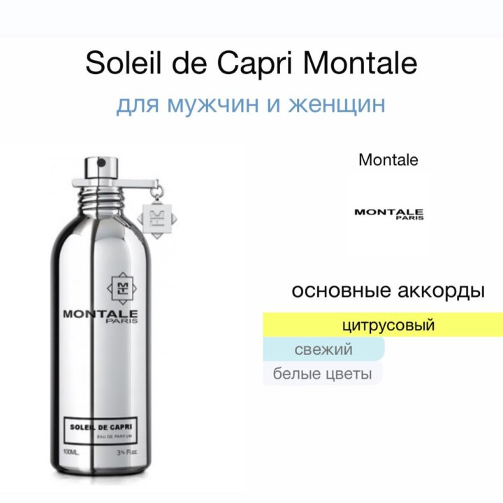 Распив духов Soleil de Capri Montale. Оригинал.