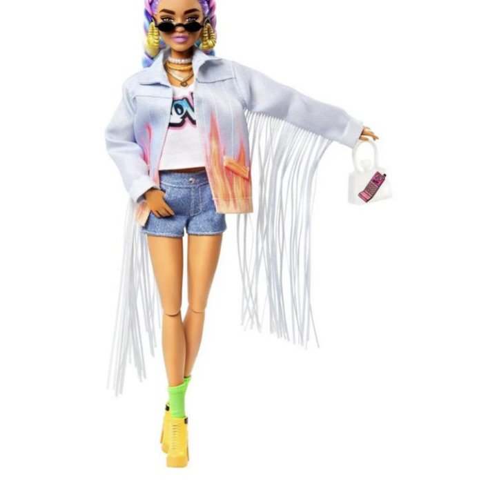 Кукла Барби Экстра с радужными косичками