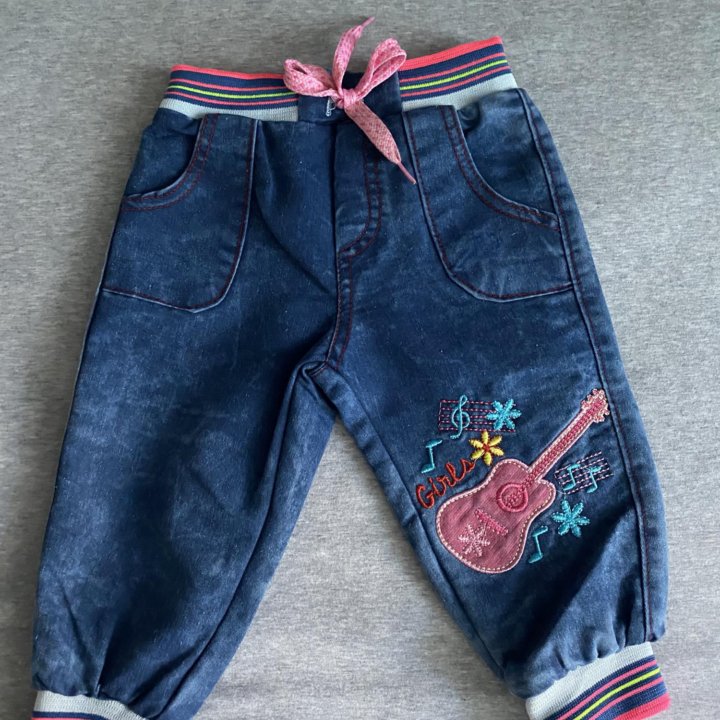 Новые утепленные джинсы на девочку, размер 80