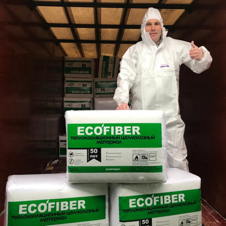 Утеплитель эковата EcoFiber Утеплитель с монтажом