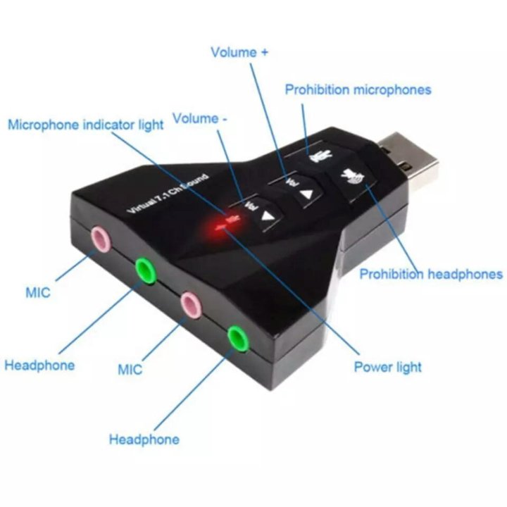 Звуковая карта Внешняя USB 2,0 Адаптер Звука