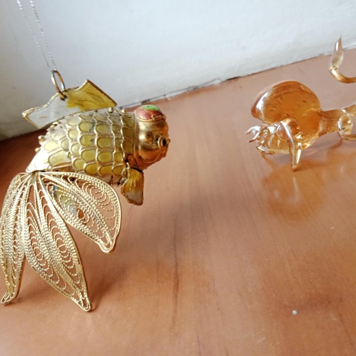 Статуэтка елочная игрушка Золотая рыбка
