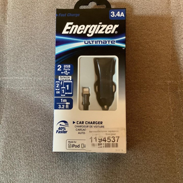 Автозарядка для IPhone “Energizer ultimate”