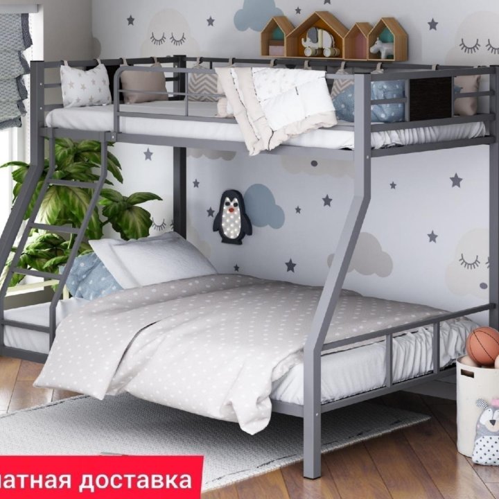 Металлическая двухъярусная кровать 