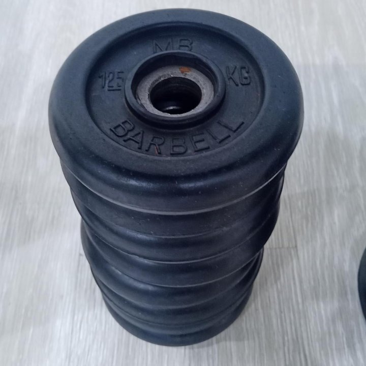 Диск (блин) обрезиненный Barbell 1,25 кг