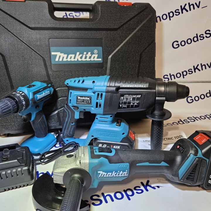 Набор инструментов Makita 3в1 перфоратор,ушм,шур-т