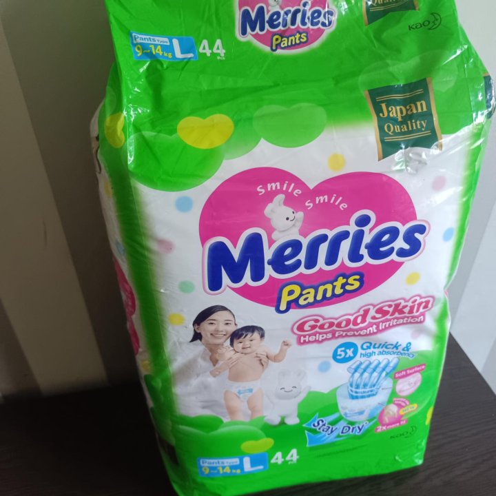 Подгузники Merries Good Skin L 9-14 кг, 44