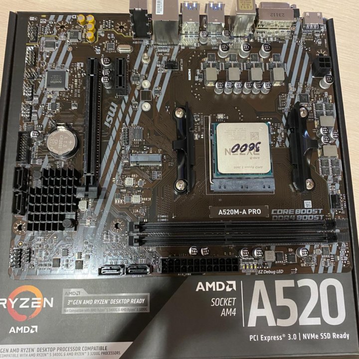 Комплект Ryzen 5 3600+ плата A520+ DDR4 16gb+Кулер