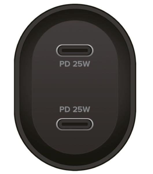 АЗУ PERO AC06 50W 2USB-C PD Black