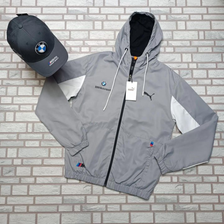 Серая мужская ветровка puma BMW