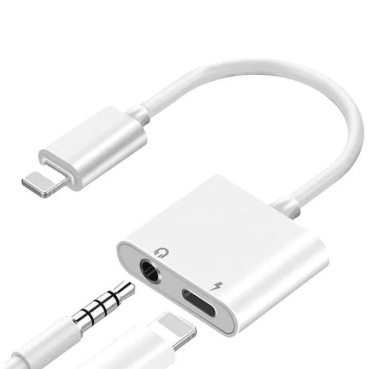 Адаптер новый lightning 2 в 1 lightning + aux