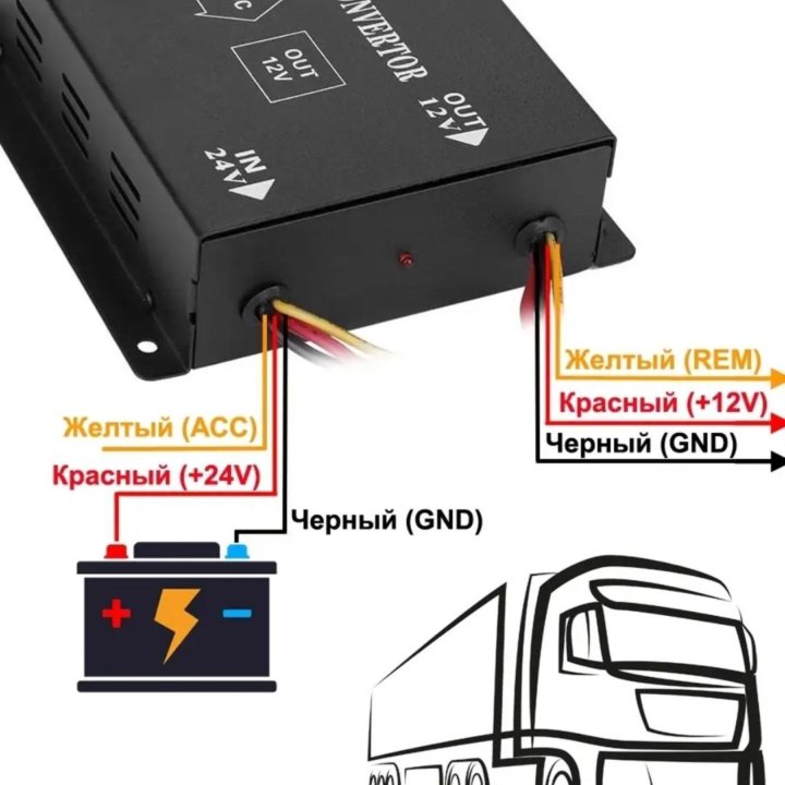 Автомобильный инвертор. Преобразователь с 24/12V