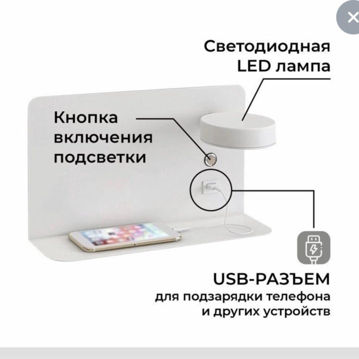 Полка с usb и подсветкой