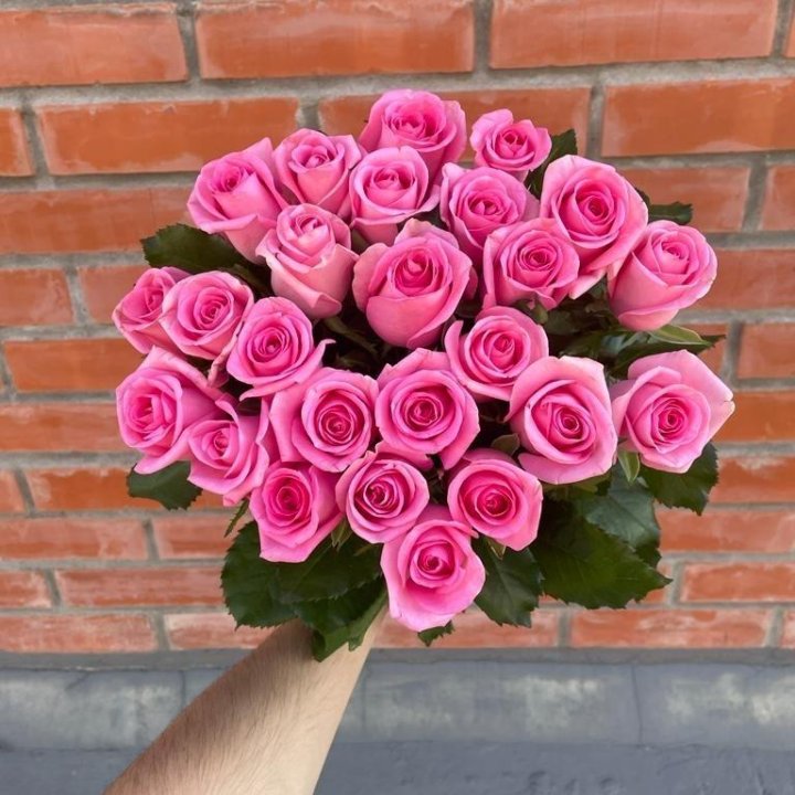 Букет 25 шт 60см розовые свежие розы Доставка