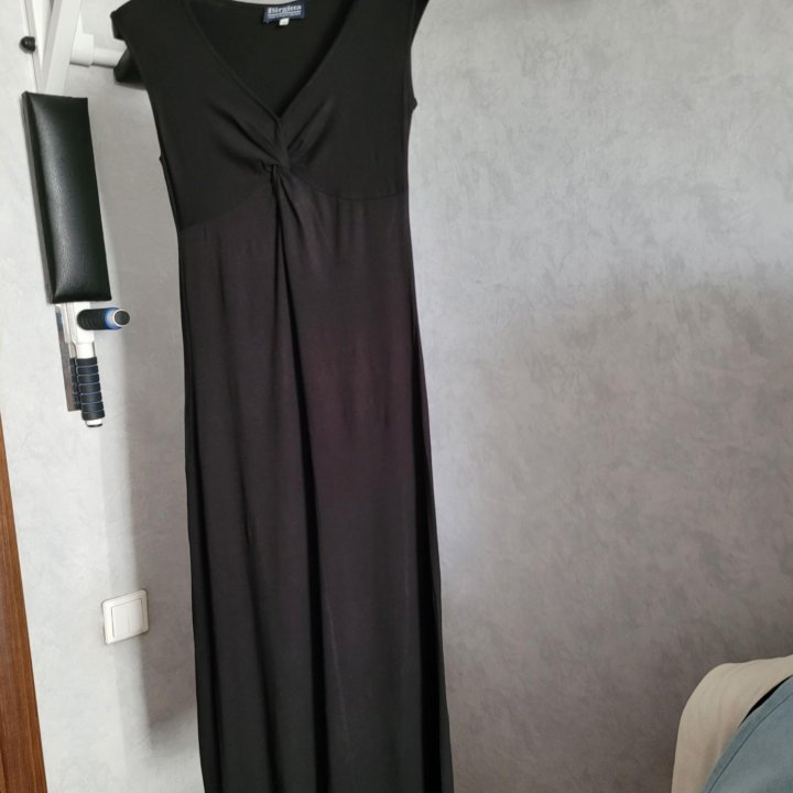 Платье чёрное 44-46 лето тонкий хлопковый трикотаж