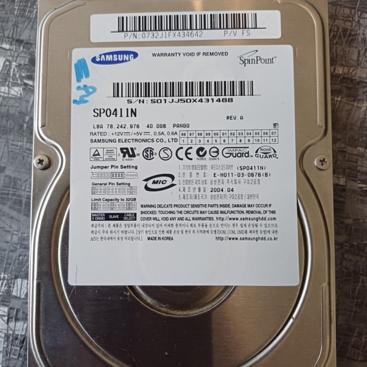 Жесткий диск HDD Samsung SP0411N (40 гб)