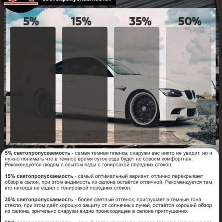 Съёмная тонировка 15%