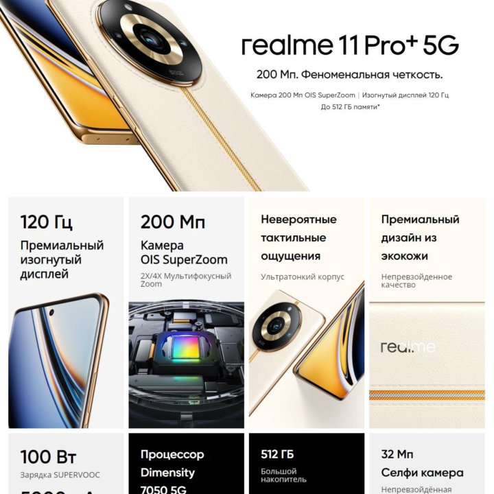 Realme 11 Pro+ 12/256GB (200Mp) (Новый.Гарантия)