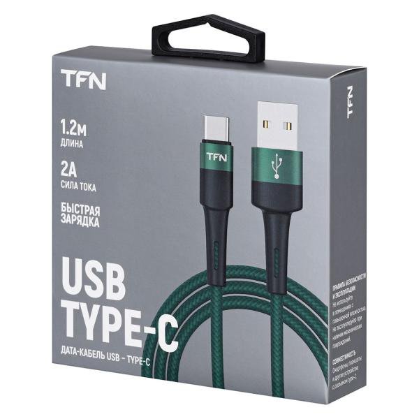 Кабель TFN USB - Type-C 1.2m. 2A Green (TFN-C-ENV-AC1MGRN)