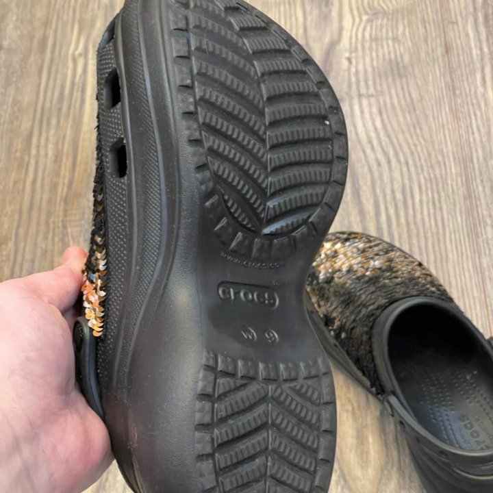 CROCS ШЛЕПАНЦЫ С ПАЙЕТКАМИ