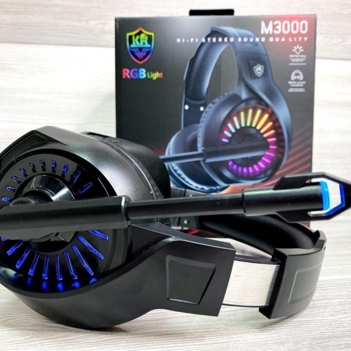 Накладные игровые наушники RGB с микрофоном