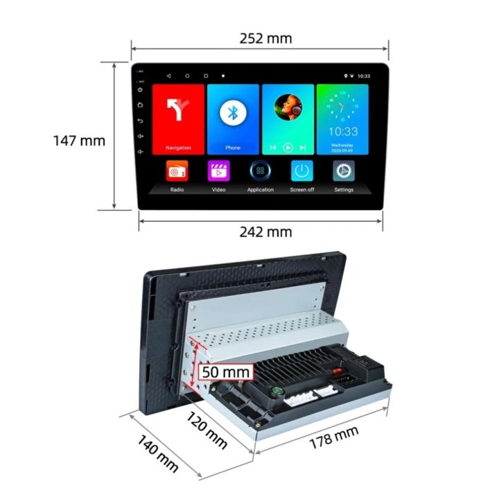 Магнитола 1 Din. С Экраном 10 Дюймов. 2/32 Памяти.