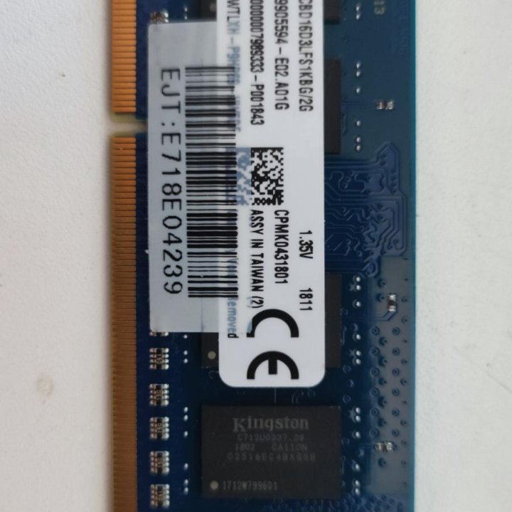 Оперативная память SODIMM DDR3L 2GB