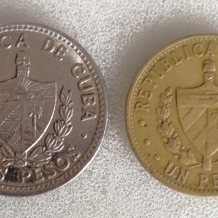 1 песо 1987 и 3 песо 2002 Куба