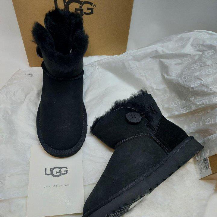 Угги UGG bailey Button Mini с пуговкой в замше